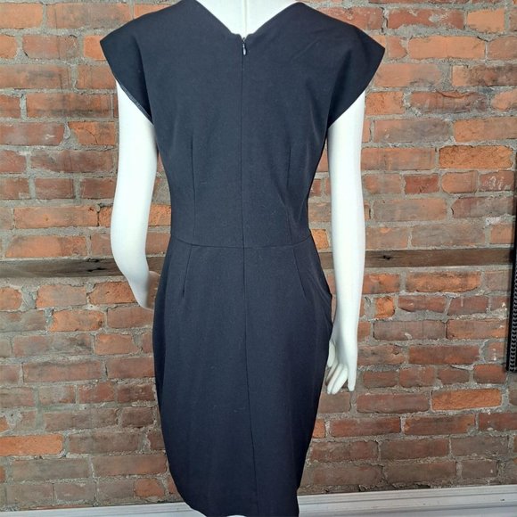 ABS Essentials Sheath Dress Black Career Cocktail Wardrobe Basic V-Neck Sz 8 - Picture 4 of 6